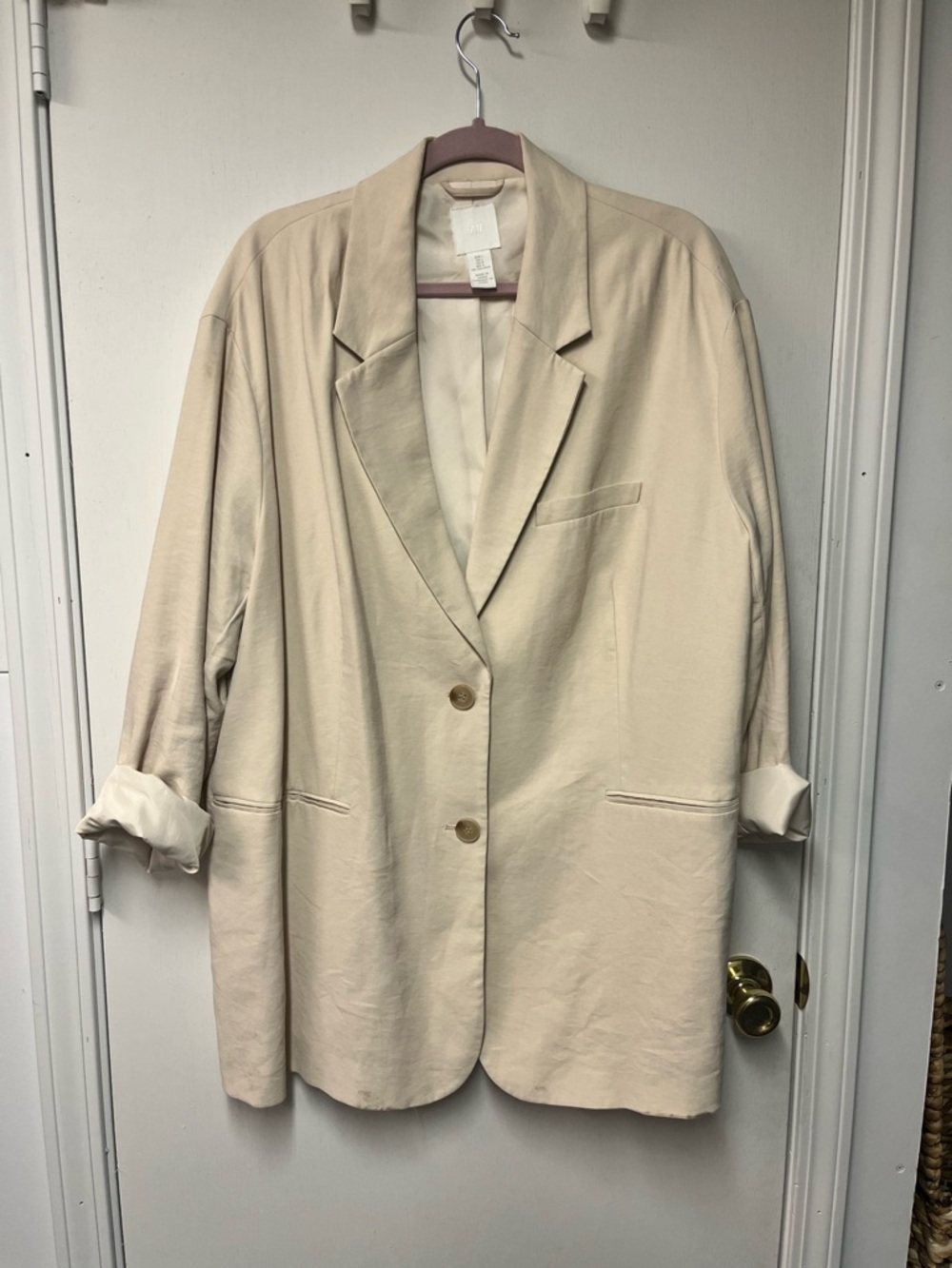H&M Light Cream Oversized Blazer Jacket